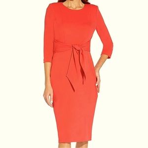 ADRIANNA PAPELL Knit Tie Waist Sheath Dress NWT